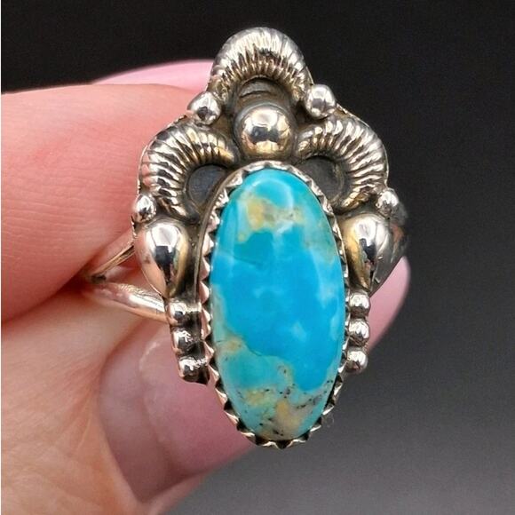 Other Jewelry - Kingman Turquoise Ring, Size 7.25, 925 Silver, Navajo Southwestern Style